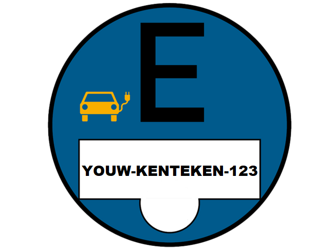 Blauwe E-sticker voor elektrische voertuigen, geregistreerd buiten Duitsland